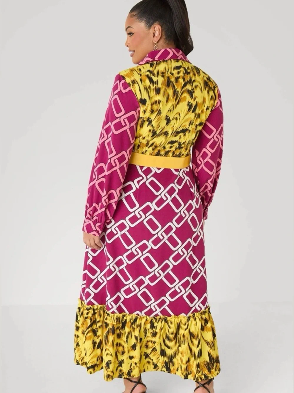 NWT Ashley Stewart Plus Size Vibrant Abstract Printed Shirt Dress with Belt - Picture 2 of 6